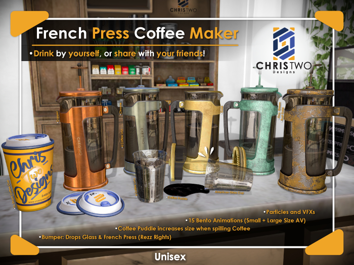 French Press Coffee Maker Fatpack - [Chris Two Designs]