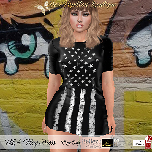 DPB USA Flag Dress - Respect for Country *Maitreya, Hourglass, Freya, Legacy, Kupra Org/Kups/Bimbo & Reborn*