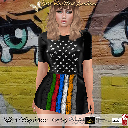 DPB USA Flag Dress - First Responders *Maitreya, Hourglass, Freya, Legacy, Kupra Org/Kups/Bimbo & Reborn*