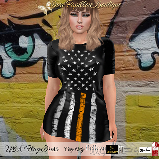 DPB USA Flag Dress - Answer Call to Crisis *Maitreya, Hourglass, Freya, Legacy, Kupra Org/Kups/Bimbo & Reborn*