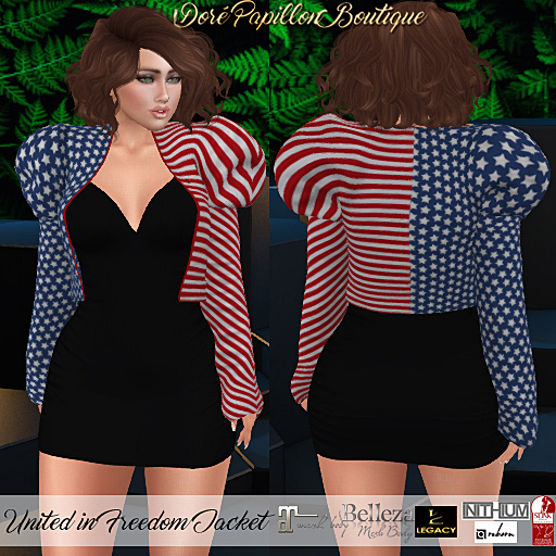 DPB United in Freedom Jacket - USA Flag 2 *Maitreya, Hourglass, Freya, Legacy, Kupra-Org/Kups/Bimbo & Reborn* 