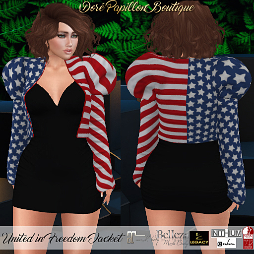 DPB United in Freedom Jacket - USA Flag 1 *Maitreya, Hourglass, Freya, Legacy, Kupra-Org/Kups/Bimbo & Reborn* 