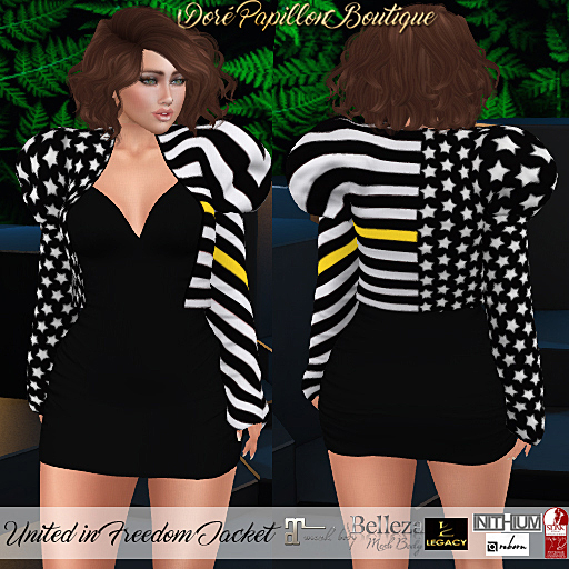 DPB United in Freedom Jacket - Answer Call to Help Flag *Maitreya, Hourglass, Freya, Legacy, Kupra-Org/Kups/Bimbo & Rebo