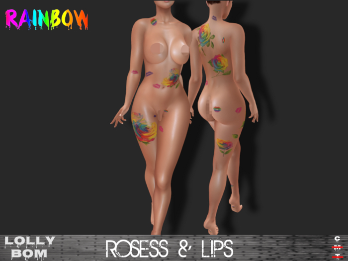 LOLLY's BOM things... [tattoo] RAINBOW - Roses&Lips - Whole Body