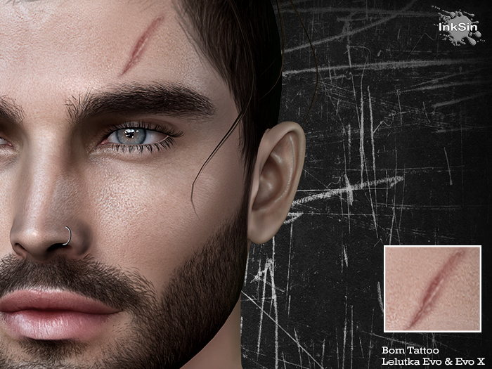 InkSin Forehead Scar BOM Tattoo Lelutka