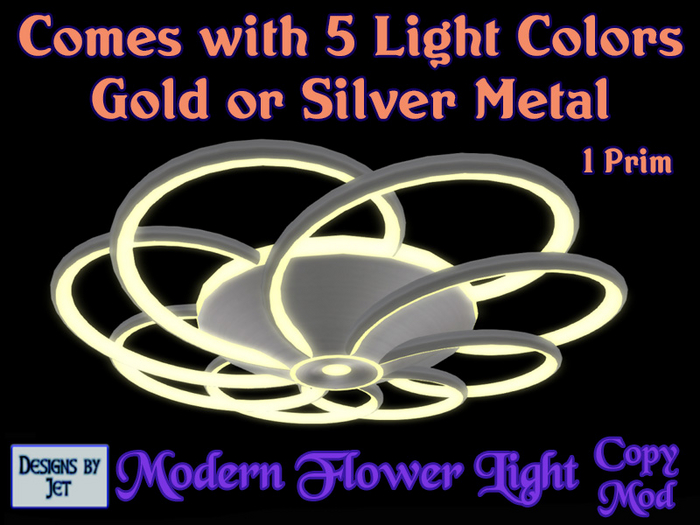 Modern Flower Light - Ceiling or Wall Mount - 1 Prim - Mesh