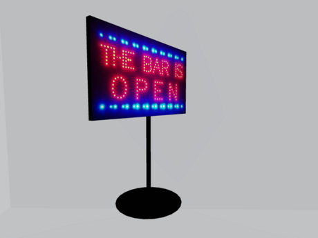 Second Life Marketplace - Rotating sign-Bar is Open