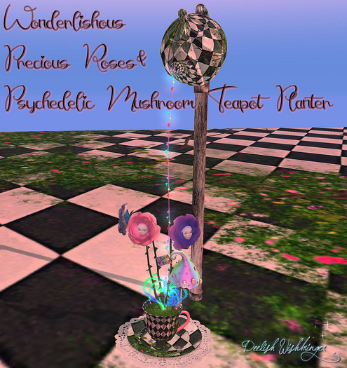 Wonderlishous Precious Roses Psychedelic Mushroom Teapot