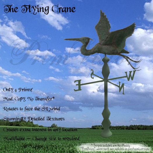 *PV* Flying Crane Weather Vane