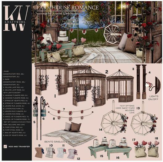 KraftWork Farmhouse Romance . Lovers Rug Flowers