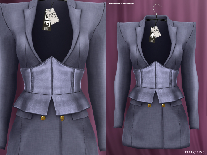 FIFTY/FIVE. "Call Me" - Mini Corset Blazer Dress - Navy Blue