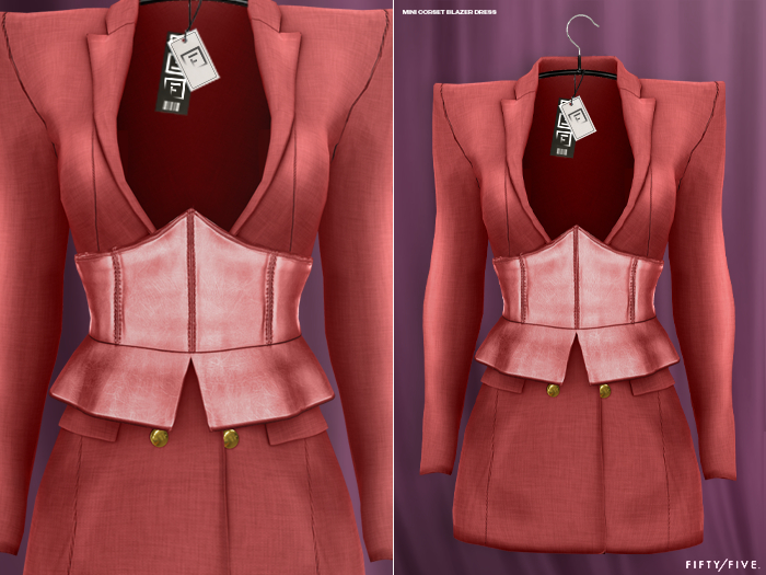 FIFTY/FIVE. "Call Me" - Mini Corset Blazer Dress - Red