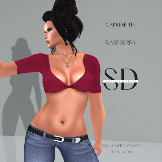 S/D Caprese Tee in Raspberry (BOM, Layers, Omega)
