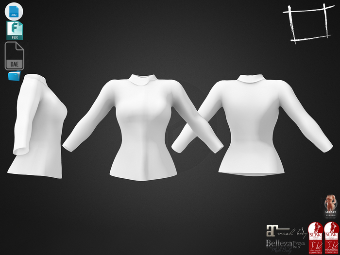 Dae Obj FBX For School Neck Female Jacket Maitreya, Slink(Physique,Hourglass),Belleza(Isis,Freya),Legacy