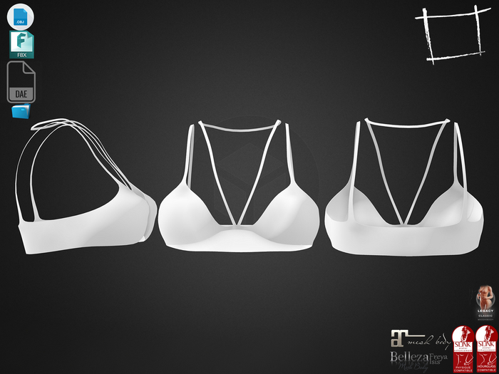 Dae Obj FBX For Strappy Bralet Bikini Top Maitreya, Slink(Physique,Hourglass),Belleza(Isis,Freya),Legacy