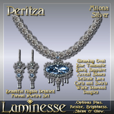 PERITZA Milona Necklace & Earrings Set OP - Blue Tanzanite Black Sapphire White Diamond Silver