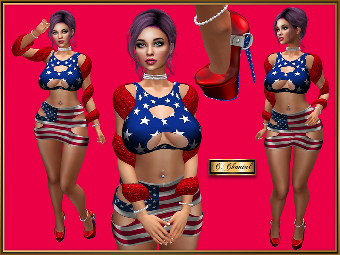 C.CHANTAL Complete USA Outfit STARS & STRIPES [Maitreya] * 4th of July Dress