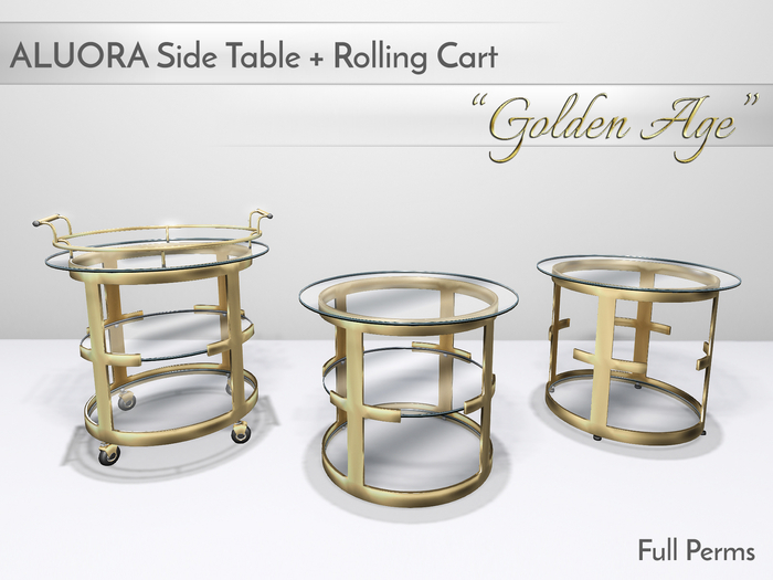 ALUORA Side Table+Rolling Cart "Golden Age" - Full Perms
