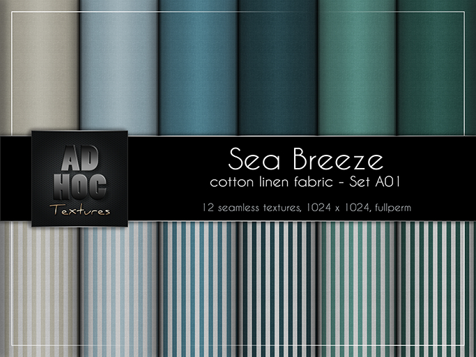 AD HOC - SEA BREEZE - Set A01 - Cotton Linen Fabric (solids & stripes)