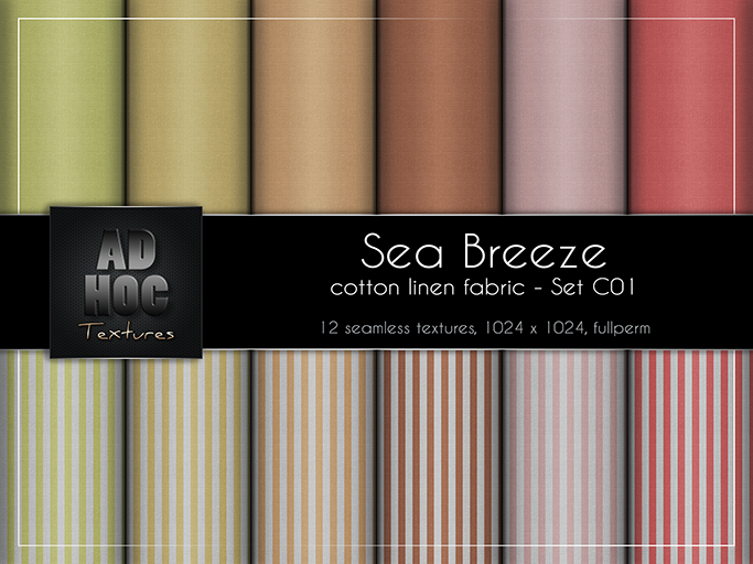AD HOC - SEA BREEZE - Set C01 - Cotton Linen Fabric (solids & stripes)