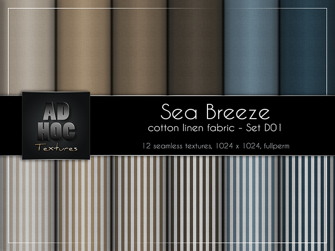 AD HOC - SEA BREEZE - Set D01 - Cotton Linen Fabric (solids & stripes)