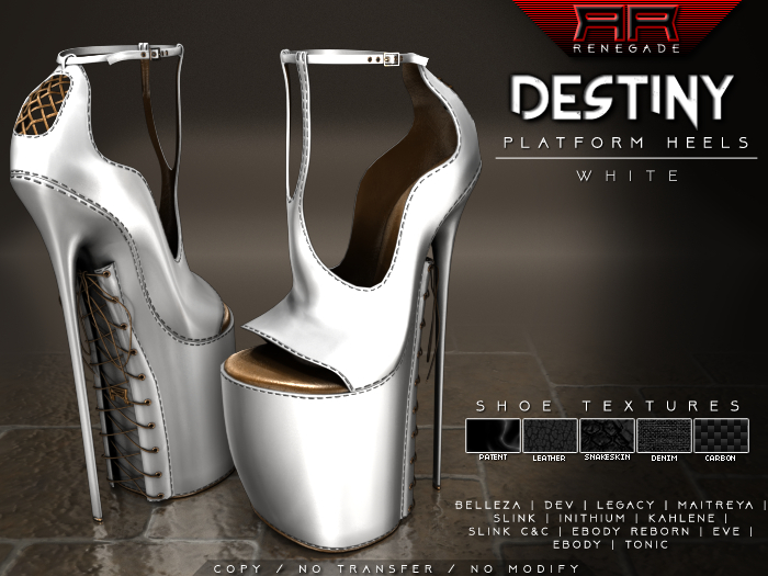 [Renegade] Destiny Platform Heels - White