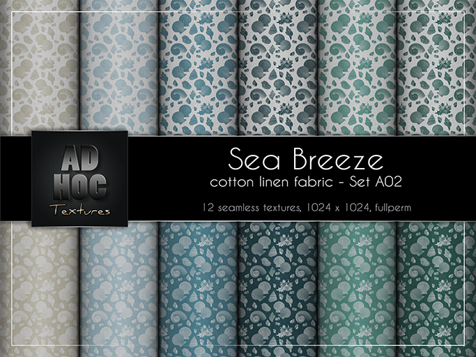 AD HOC - SEA BREEZE - Set A02 - Cotton Linen Fabric (sea shells)