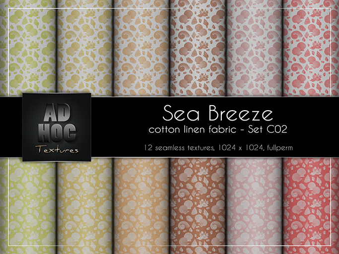 AD HOC - SEA BREEZE - Set C02 - Cotton Linen Fabric (sea shells)