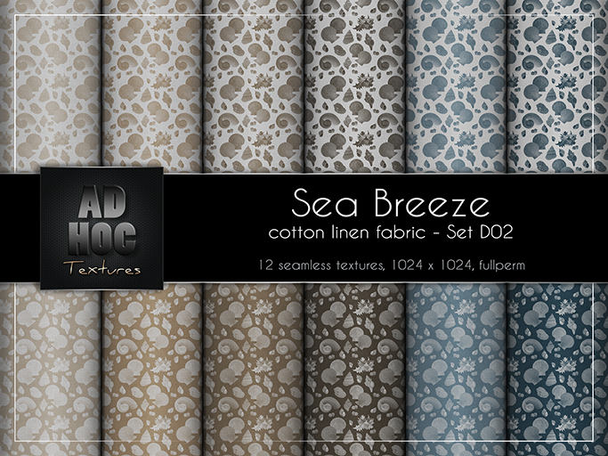 AD HOC - SEA BREEZE - Set D02 - Cotton Linen Fabric (sea shells)