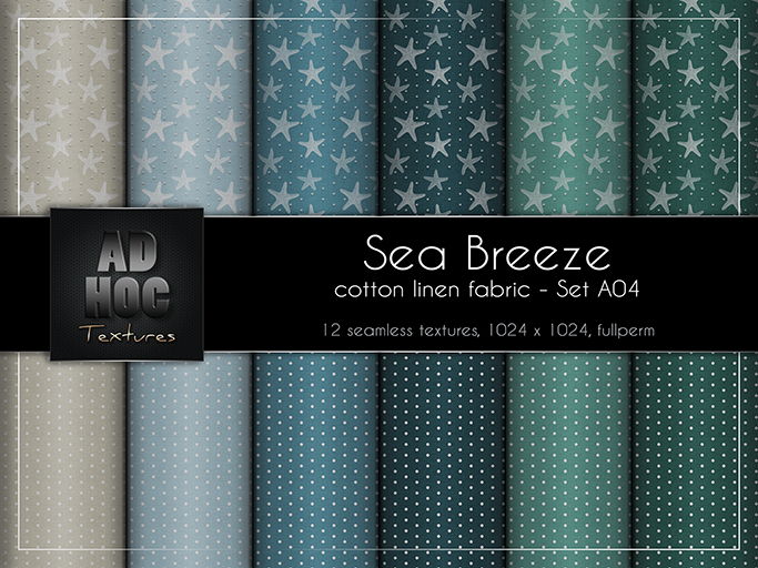 AD HOC - SEA BREEZE - Set A04 - Cotton Linen Fabric (sea stars & little pearl dots)