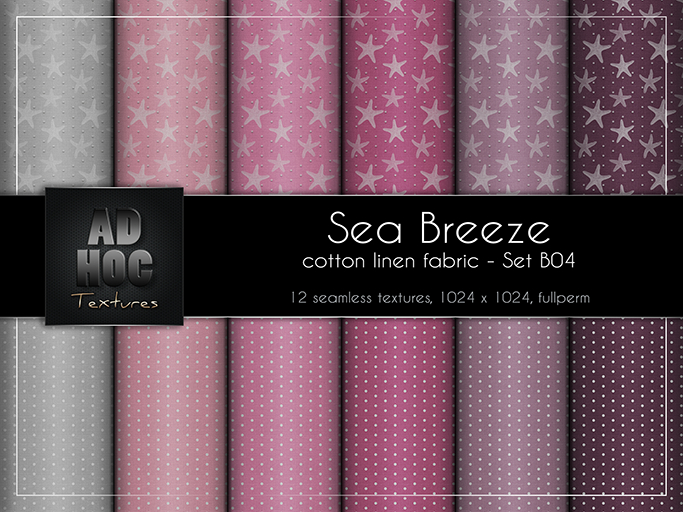 AD HOC - SEA BREEZE - Set B04 - Cotton Linen Fabric (sea stars & little pearl dots)
