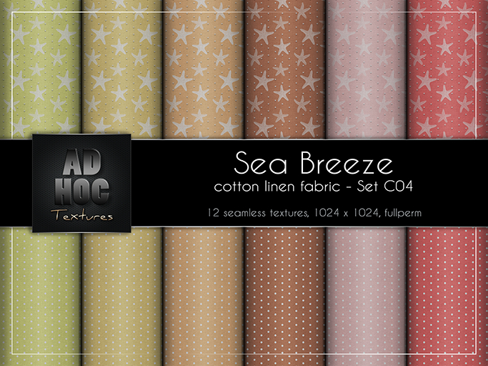AD HOC - SEA BREEZE - Set C04 - Cotton Linen Fabric (sea stars & little pearl dots)