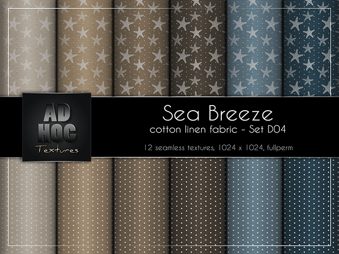AD HOC - SEA BREEZE - Set D04 - Cotton Linen Fabric (sea stars & little pearl dots)