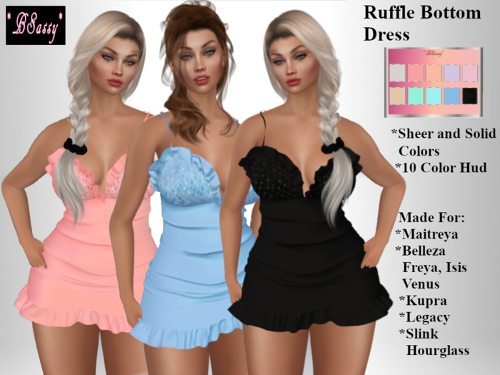 *BSASSY* RUFFLE BOTTOM DRESS WITH TEXTURE HUD