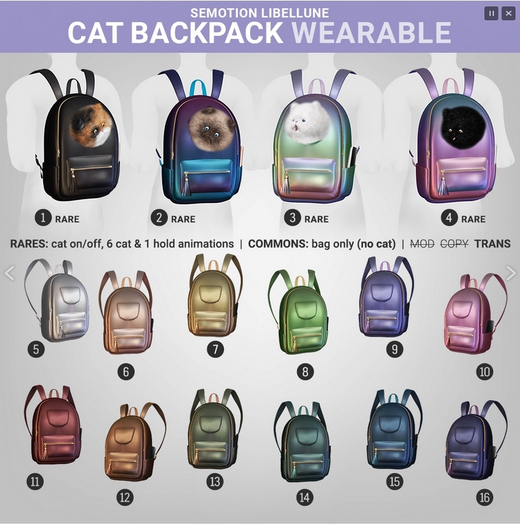 14. SEmotion Libellune Cat Backpack Wearable