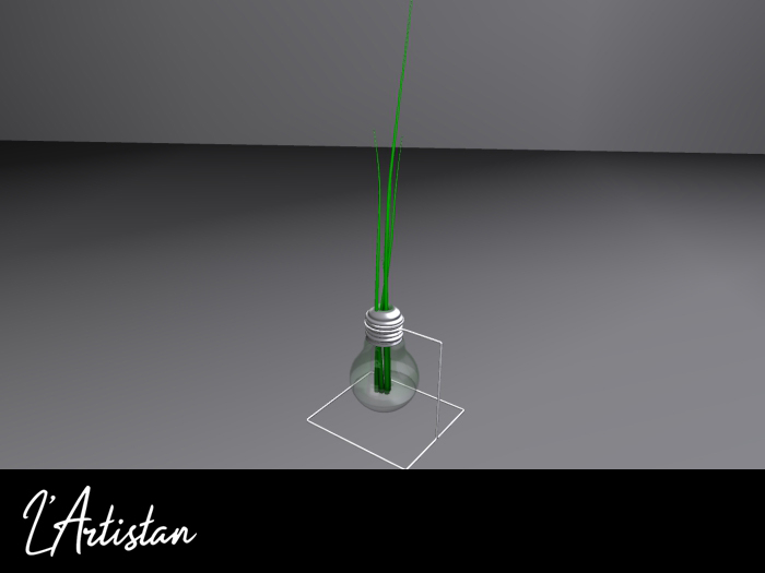 A light bulb, a support and a few sprigs of nature