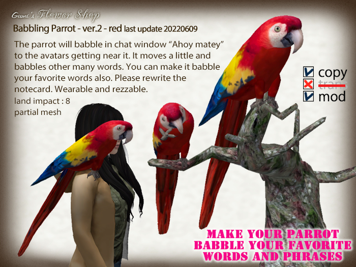 (g.) Babbling Parrot (Red) - ver.2.