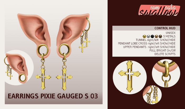 ^^Swallow^^ DEMO Earrings Pixie Gauged S03 (f/m)