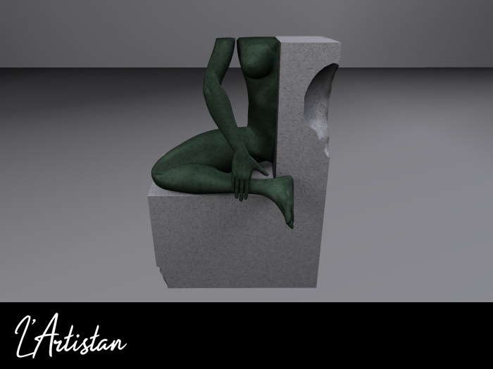 Bronze woman statue on concrete base