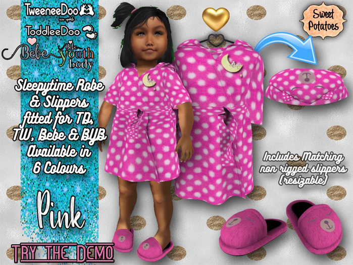 < SP > Sleepytime Robe & Slippers for TD/BEBE/TW/BYB - Pink