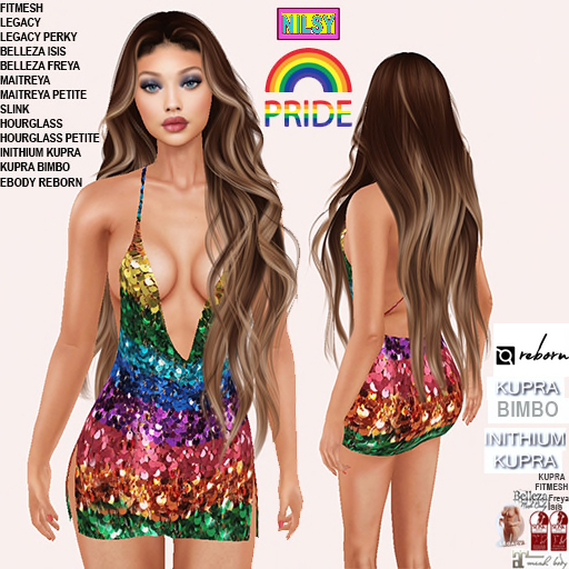 PAILLETTE PRIDE DRESS,CL&MESH BODY