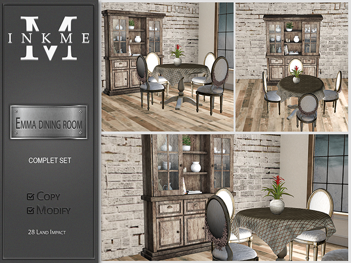 Second Life Marketplace InkMe Emma dining room