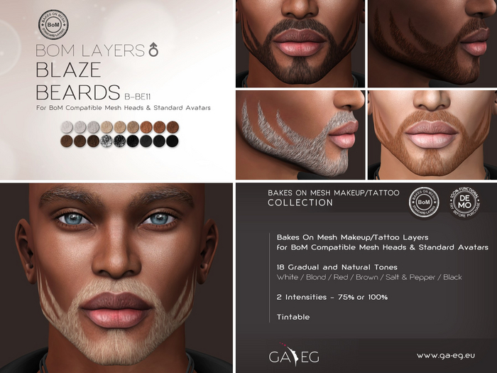 Second Life Marketplace - [GA.EG] Beards - B-BE11 Blaze - BOM [SL]
