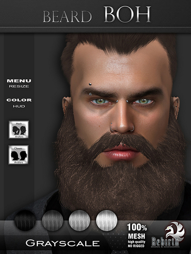 Second Life Marketplace - [//REBIRTH/]-BEARD_BOH-Grayscale