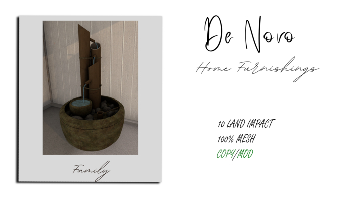 ..De Novo.. Bamboo Fountain
