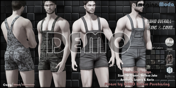 -Imagine- Vahid Overall Shorts Camo & Jeans {DEMO}