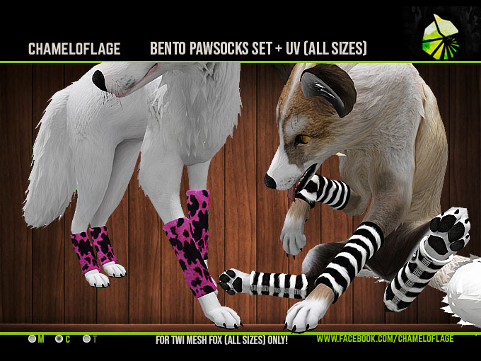 Second Life Marketplace - *CMFL* TWI FOX - Pawsocks Set BENTO UPDATE
