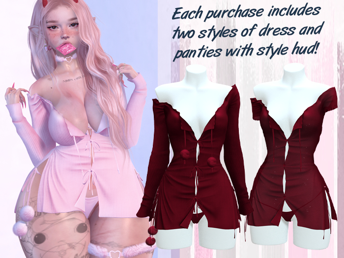 Lunar - Love Dress & Panties - Raspberry Red