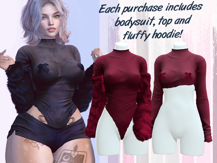 Lunar - Demi Top & Bodysuit & Jacket Hoodie - Raspberry Red