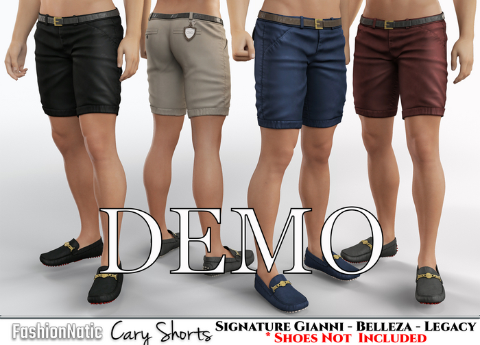 Demo Cary Male Shorts Fatpack Colors - Signature Gianni, Belleza Jake , Legacy - FashionNatic